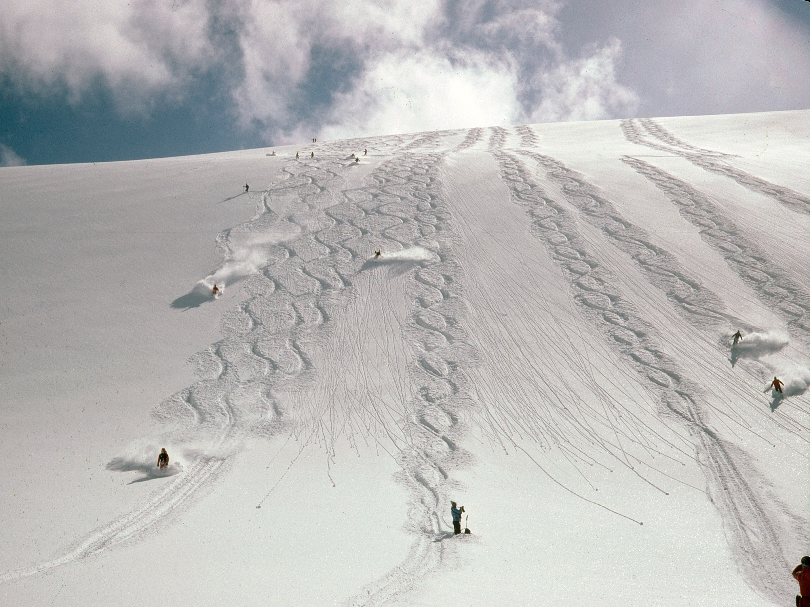 Heli-skiing in 1980 at Mike Wiegele Helicopter Skiing Resort