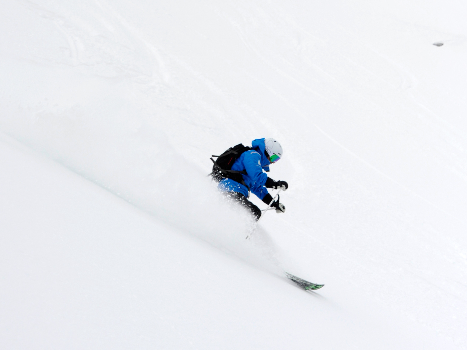 Skier Larry Burke states the excellence at Mike Wiegele Helicopter Skiing in Blue River, BC, Canada
