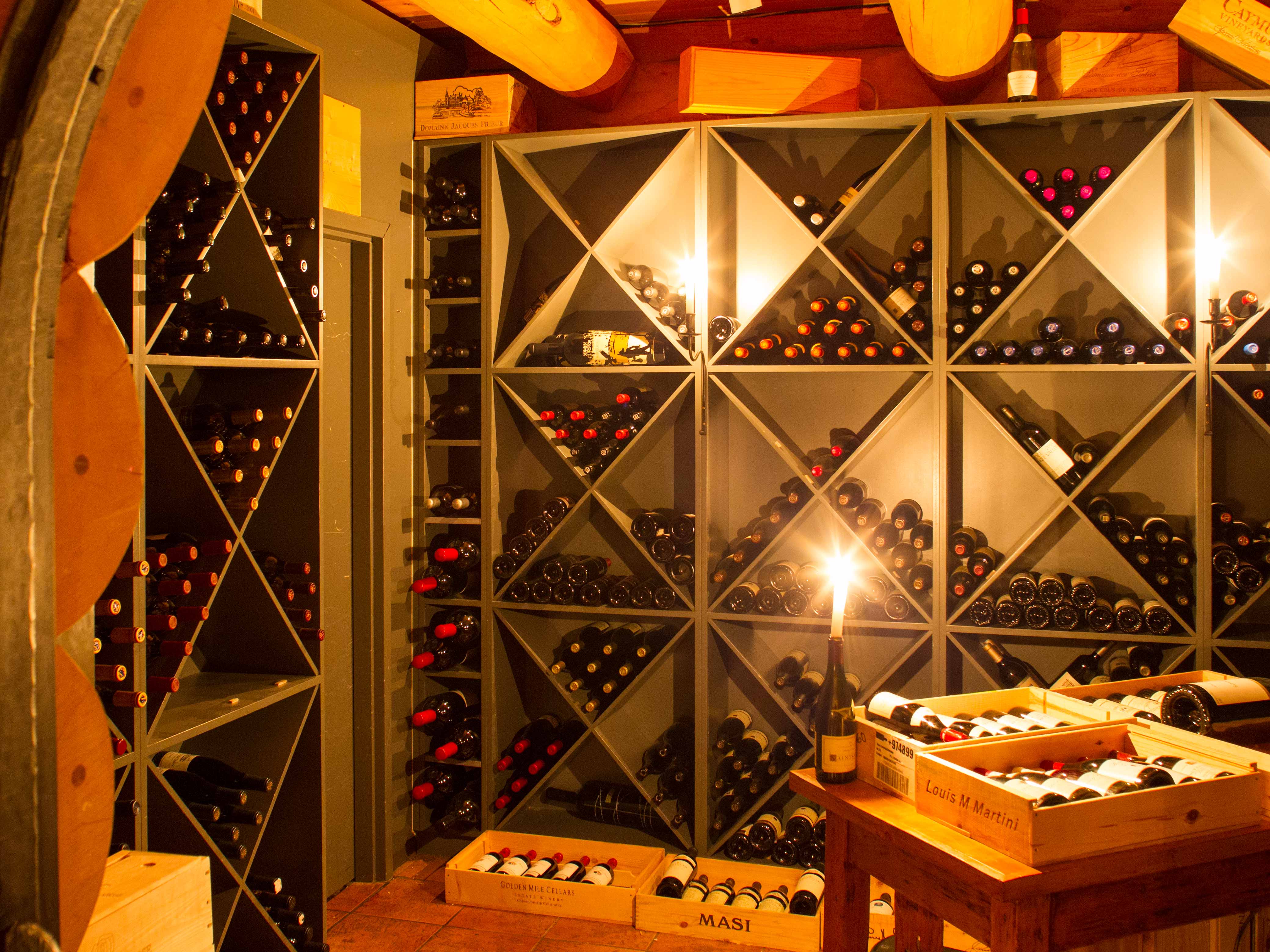 Award winning wine cellar at world's finest helicopter ski resort.