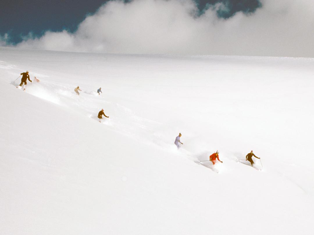 Heli-skiing in 1980 at Mike Wiegele Helicopter Skiing Resort