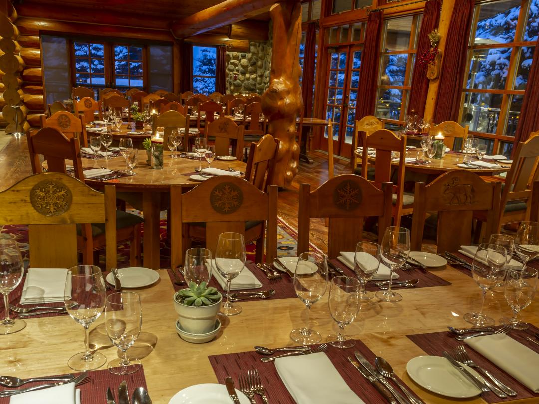Blue River Heli-ski Resort dining room.