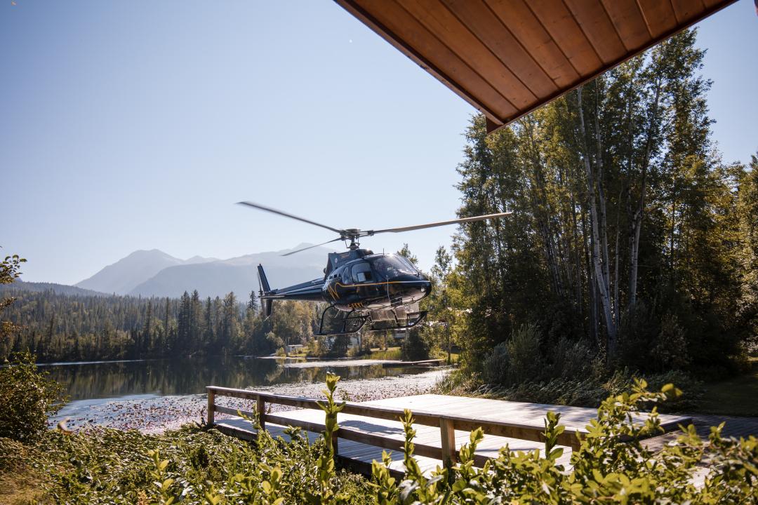 Helicopter leaving Eleanor Estates