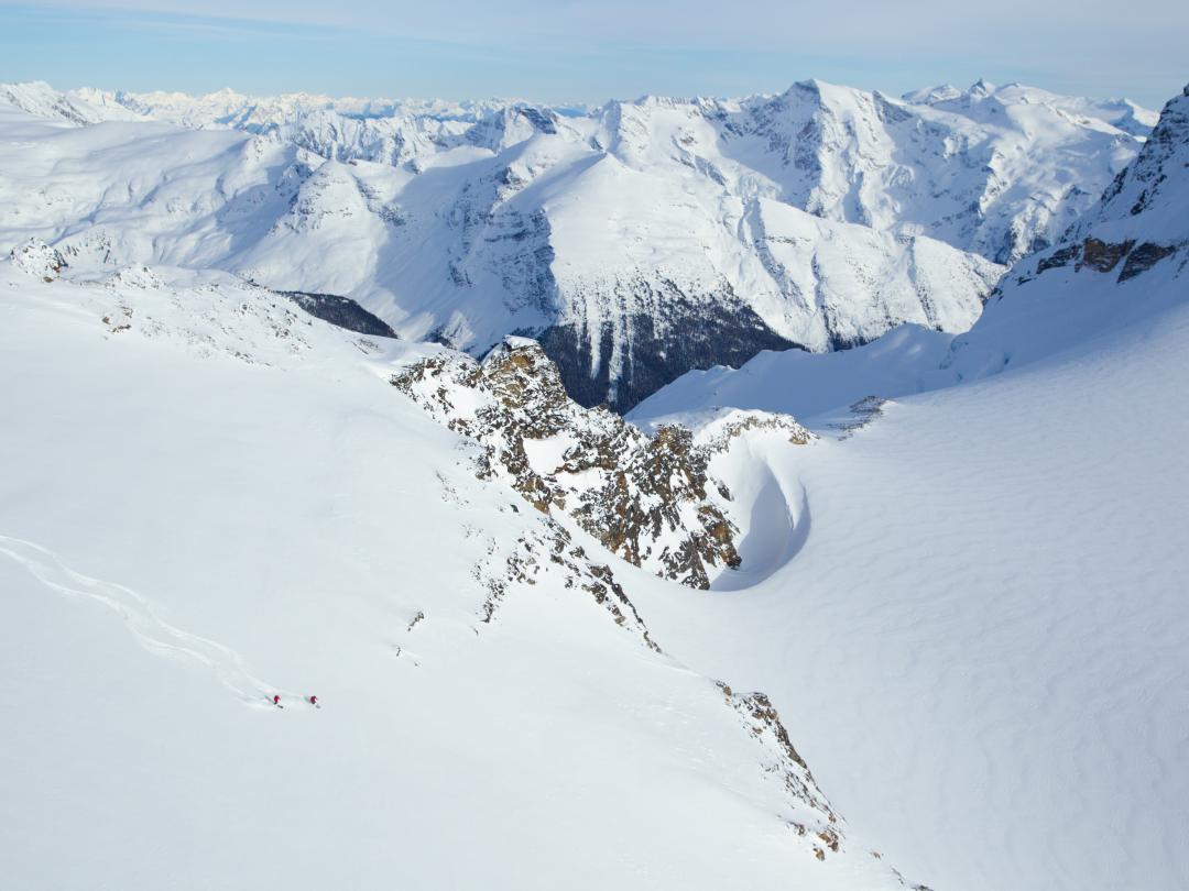 Mountain view skiing