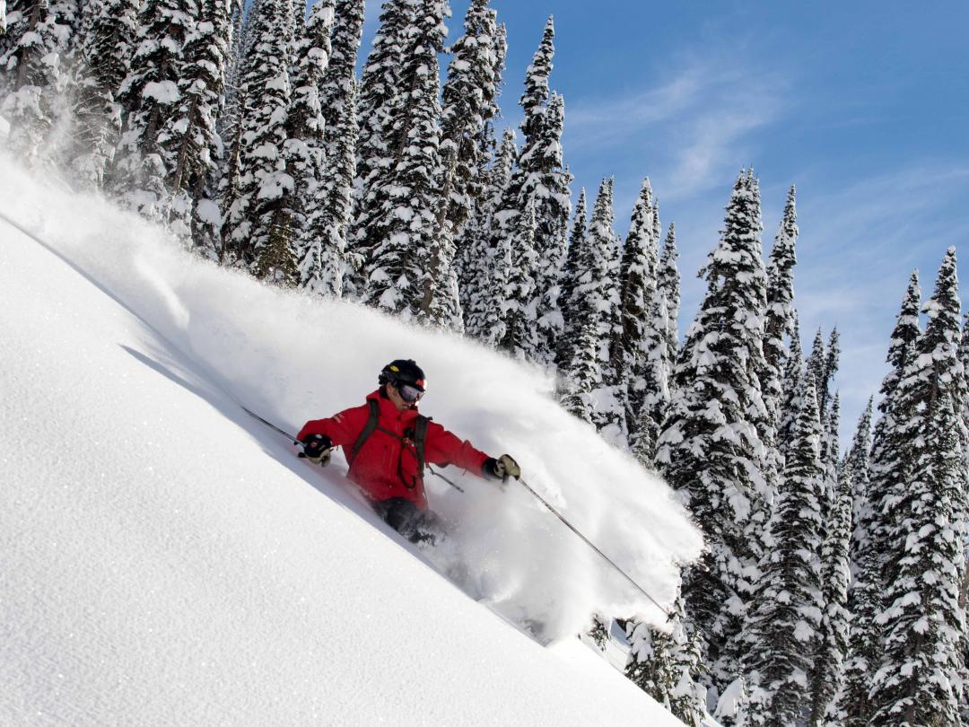 Heli-ski guide at Mike Wiegele Heliskiing Resort, Blue River, BC, Canada