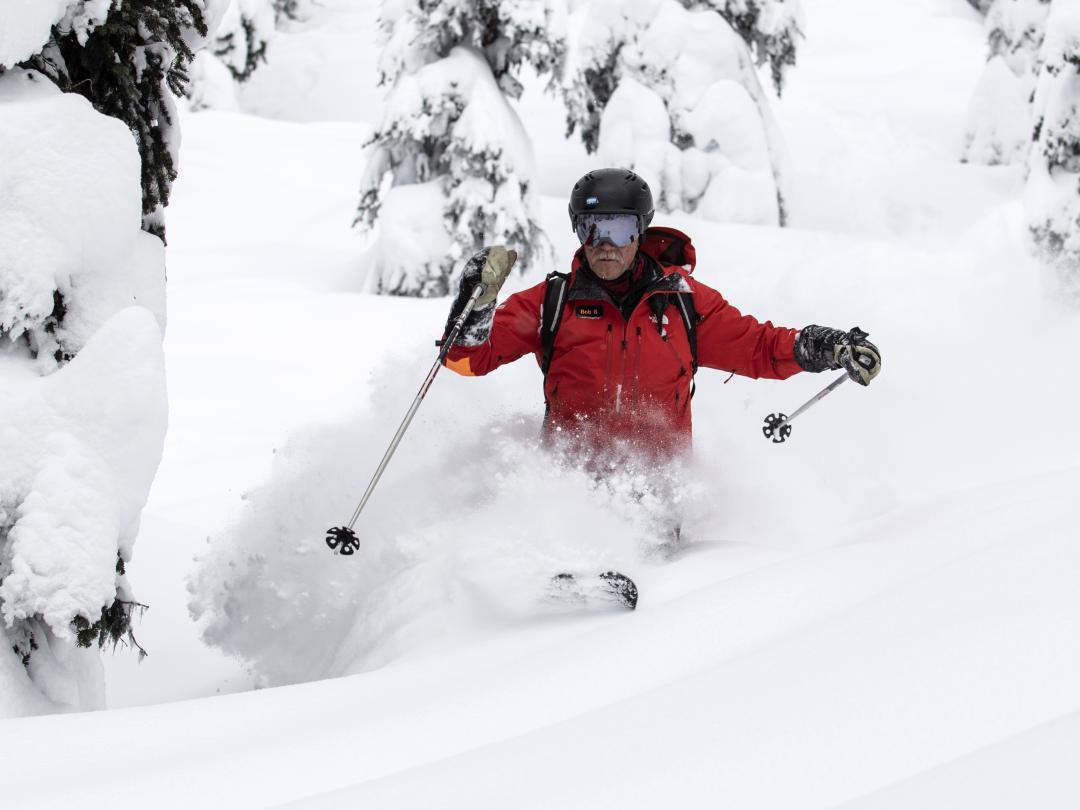 Bob Sayer skiing at Mike Wiegele Heli-skiing Resort in Canada