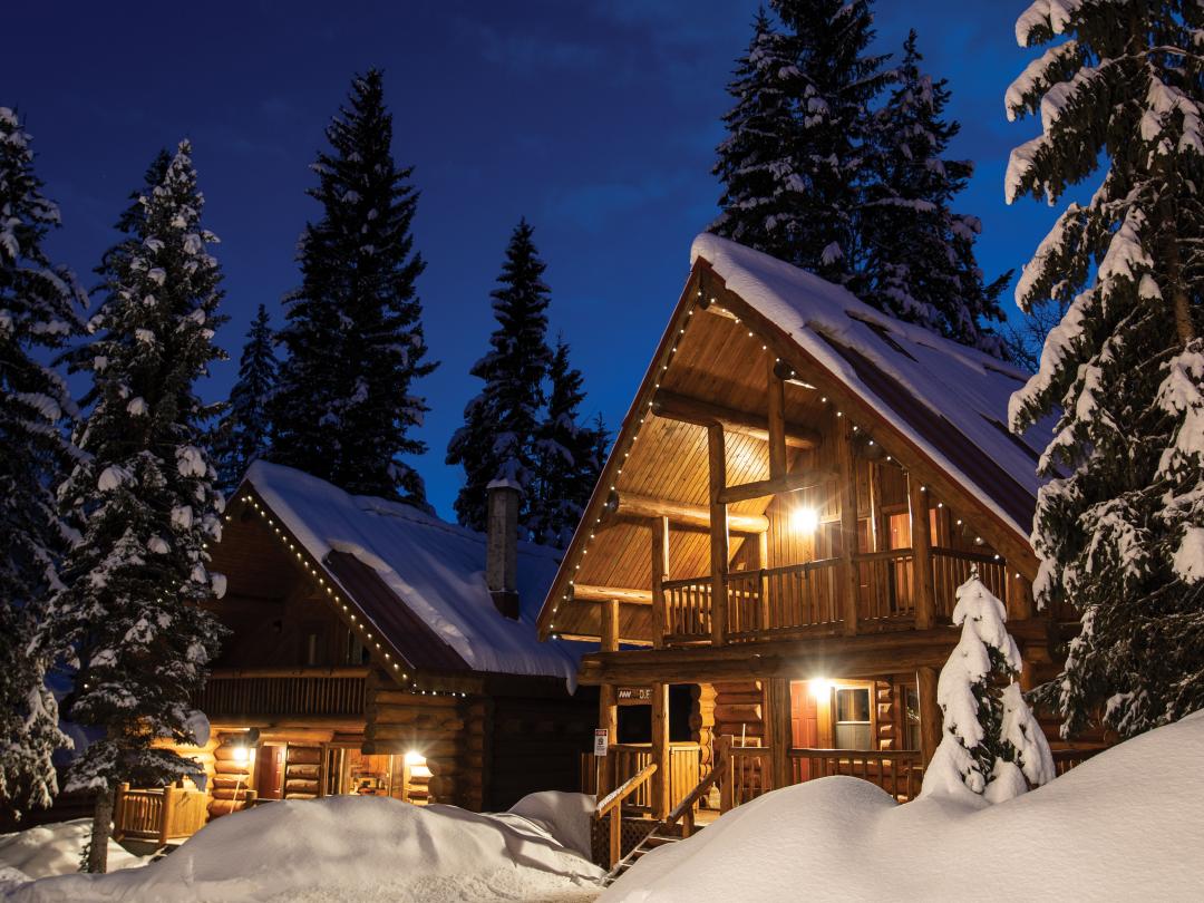 Blue River Heli-ski Resort log chalets.