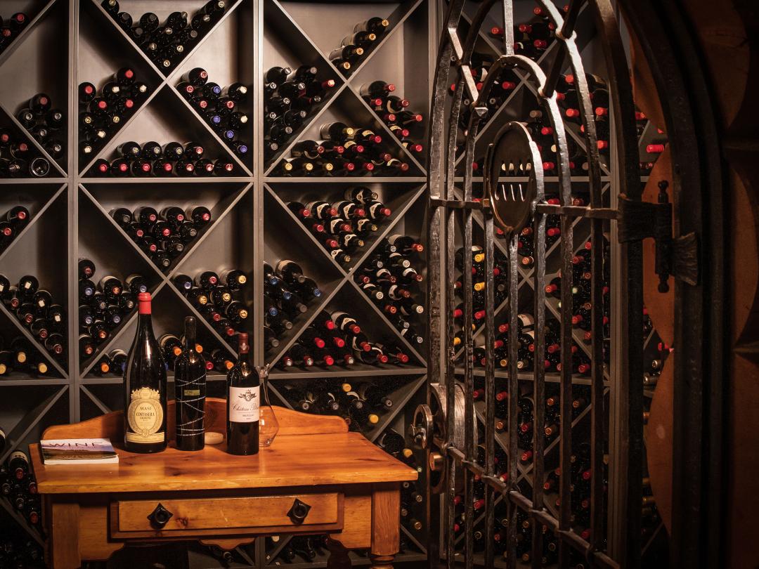 Blue River Heli-ski Resort award winning wine cellar.