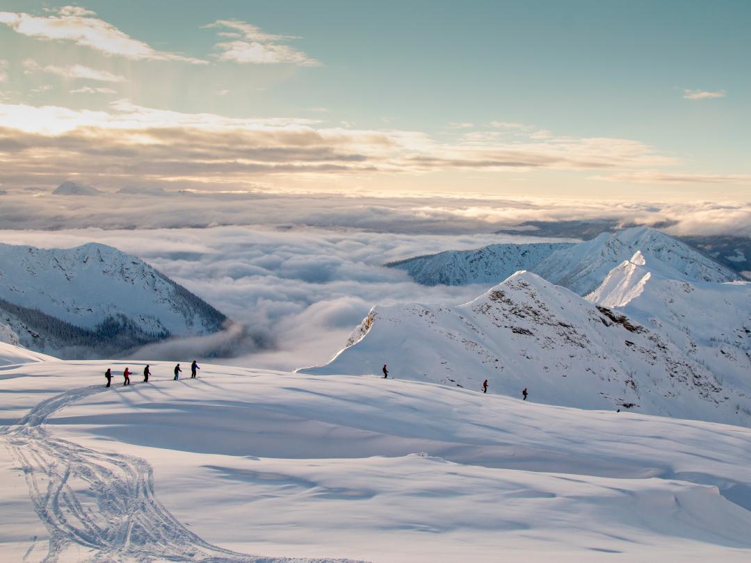 Teh best powder skiing and snowboarding at Mike Wiegele Heliskiing Resort.