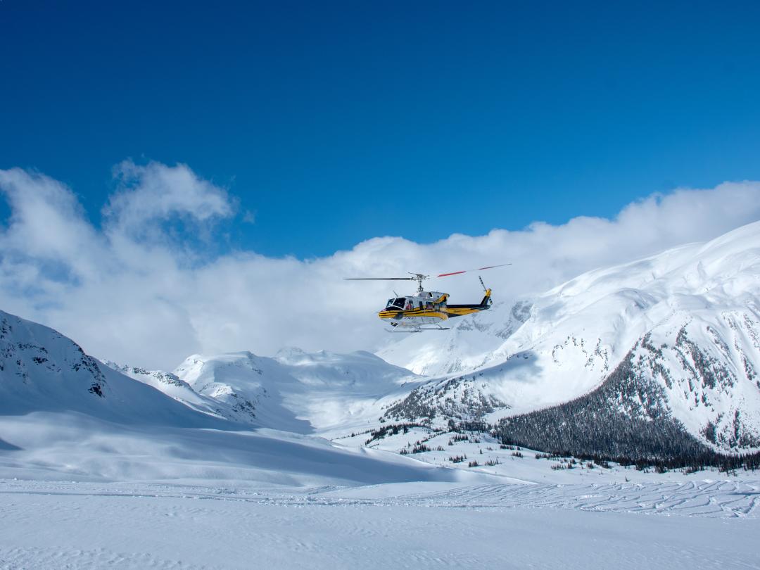 Teh best powder skiing and snowboarding at Mike Wiegele Heliskiing Resort.