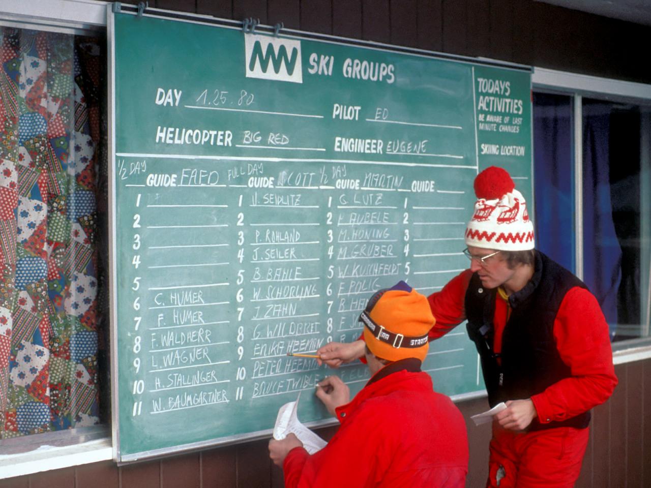 Heli-skiing in 1980 at Mike Wiegele Helicopter Skiing Resort