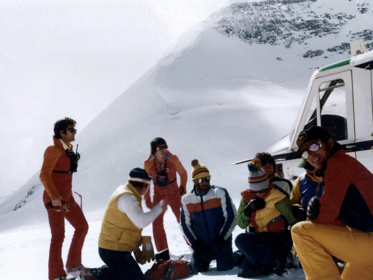 Heli-skiing in 1980 at Mike Wiegele Helicopter Skiing Resort