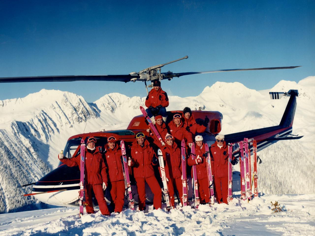 Heli-skiing in 1980 at Mike Wiegele Helicopter Skiing Resort