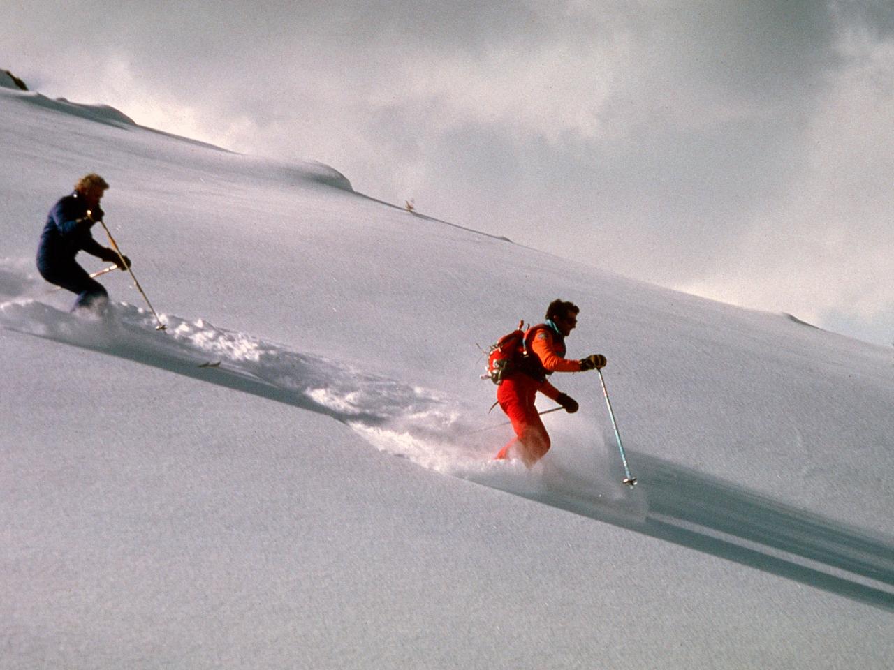 Heli-skiing in 1980 at Mike Wiegele Helicopter Skiing Resort