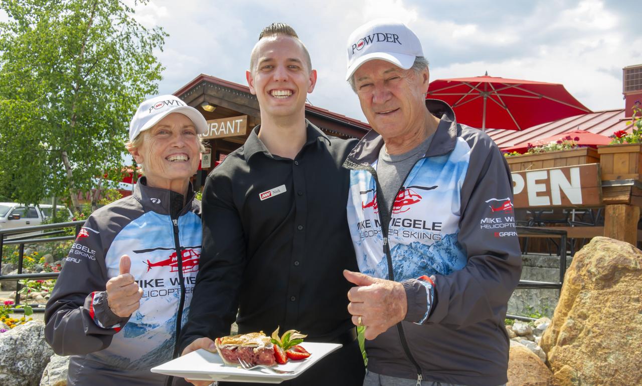 Mike and Bonnie Wiegele give a thumbs up for the Saddle Mountain Restaurant homemade pie.