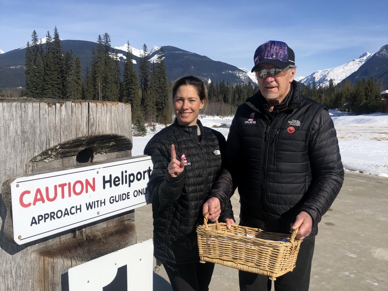 Mike and Michelle Wiegele draw the Mike Wiegele heli-skiing comment card winner.