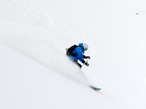 Skier Larry Burke states the excellence at Mike Wiegele Helicopter Skiing in Blue River, BC, Canada