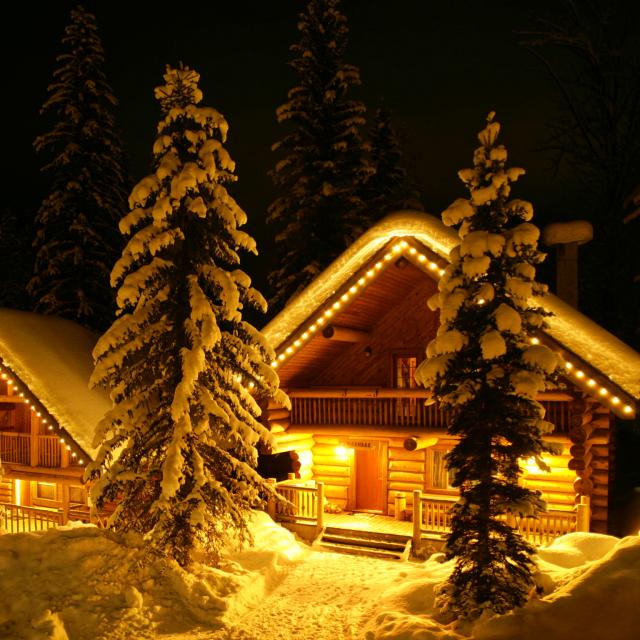 Log Chalet luxury after skiing all day at Mike Wiegele Held-Skiing Resort.
