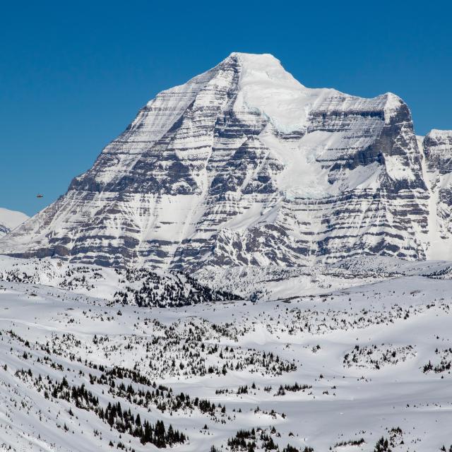 Mount Robson in the Canadian Rocky Mountains at Mike Wiegele heli-skiing resort