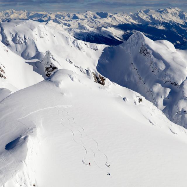 Alpine Spring skiing at Mike Wiegele Heli-ski Resort, Blue River, BC, Canada