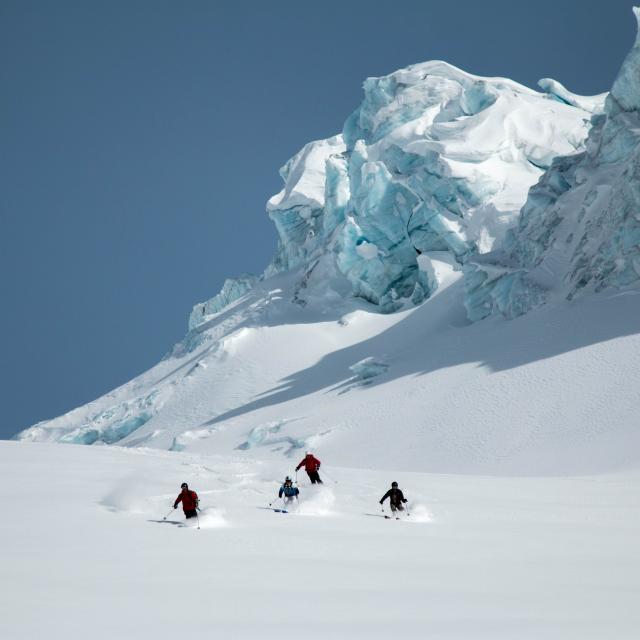 Glacier skiing at Mike Wiegele Heli-ski Resort in Blue River, Canada